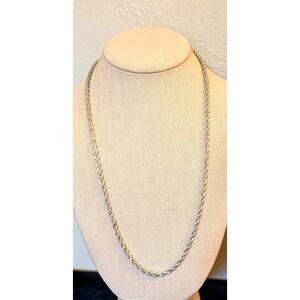 Vintage Marked Sterling 925 Rope Chain 24" Necklace